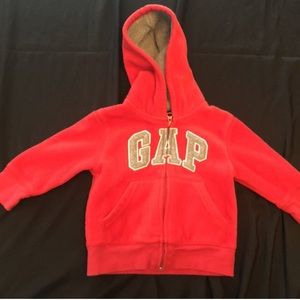 Gap red fleece zip up hoodie